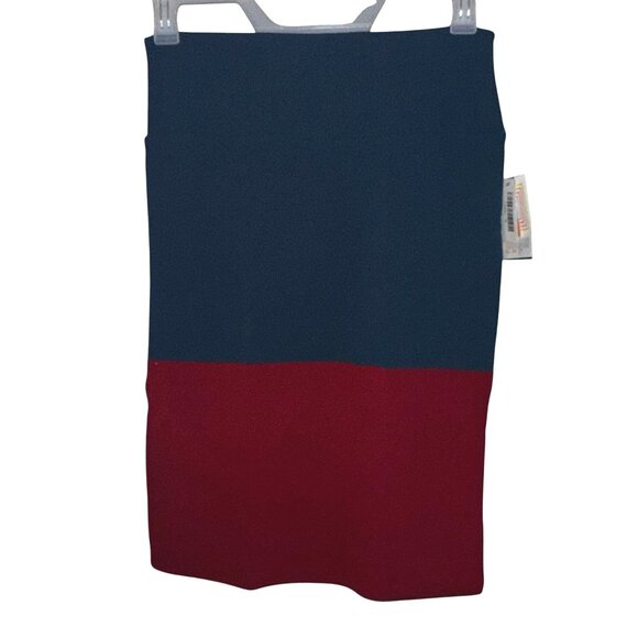 LuLaRoe CASSIE Blue Raspberry Pink Pencil Knee Length Stretch Skirt M Medium - Picture 1 of 4